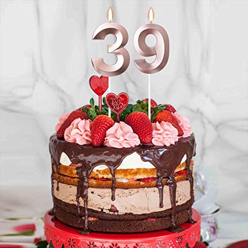 Birthday Candles Cake Number Candles - 2.76 INCHES Rose Gold Glitter Numeral Candles, Cake Topper Decorations for Birthdays, Weddings, Reunions, Theme Party, Candles Number (Birthday Candle 3)
