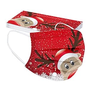 Lulupi 10 Stück Rentier Mundschutz Multifunktionstuch 3D Druck Weihnachten Einweg Maske Tücher Weihnachtsmotiv Elch…