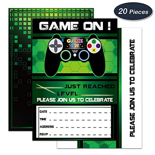 WERNNSAI Video Game Invitations - 20 Set Magical Fill In Game Party Invitations with Envelopes for Kids Boys Game Lovers Birthday Baby Shower Game Themed Party Supplies