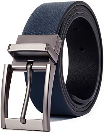 Cyparissus Men Genuine Leather Belt Reversible Belt for Jeans with Rotated Prong Buckle Gift Box