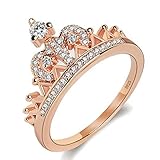Similanka Women's Crown Tiara Rings Exquisite 18K Rose Gold Plated Princess Tiny CZ Diamond Accented Promise Rings for Her Size 5-10 (Rose Gold, 7)
