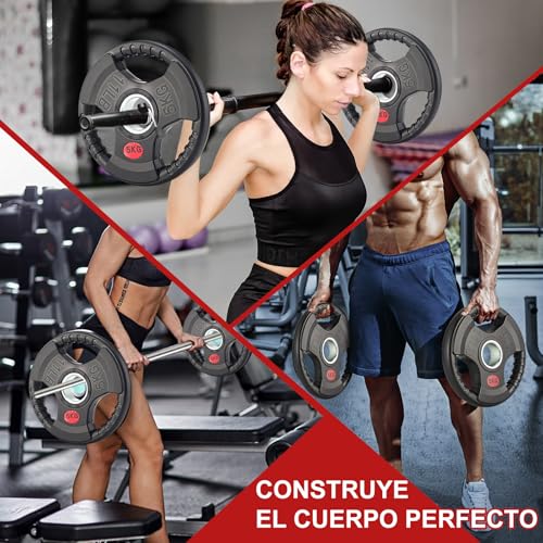 Rabbitstorm Dos Discos de Peso, Mancuernas Multiuso, Recubierta de Goma con Orificio de 5 cm para Barra o Mancuernas Fitness en Gimnasio Casa