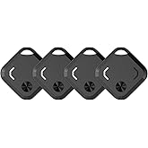 Reyke GPS Tracker, Smart Tag & Key Finder for Keys, Luggage and Suitcases, IP66 Waterproof, Wallet Tracker, Compatible with iOS & Android, 4-Pack Black