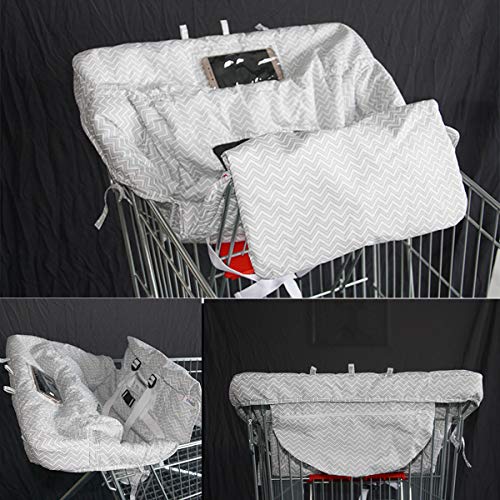 2-in-1 Shopping Cart Cover Mat and High Chair Cover for Baby,Foldable As Bag/Yinuoday Universal Grocery Trolley Cover Cushion Mat with Phone Holder Pocket & Storage Pocket