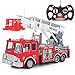 Liberty Imports 13-Inch Big RC Rescue Fire Engine Truck Remote Control Toy with Foot Pedal Control, Extending Ladder, Flashing Lights and Sounds