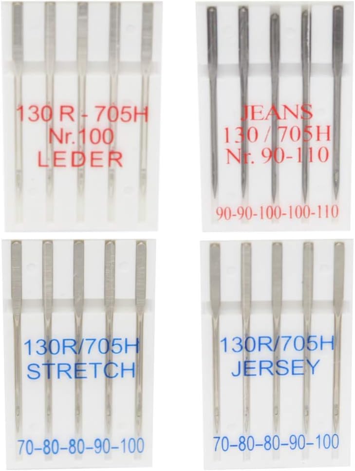 20 Nähmaschinennadeln für Jersey, Leder, Stretch und Jeans - je 5 Stück -