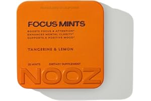 NOOZ Focus Mints - Caffeine-Free Brain Booster for Mental Clarity - Tangerine & Lemon Flavor | Sugar-Free, Travel-Friendly Supplement with Vitamins C, B6, B12 - Non-GMO, Clean Label, 25 Mints
