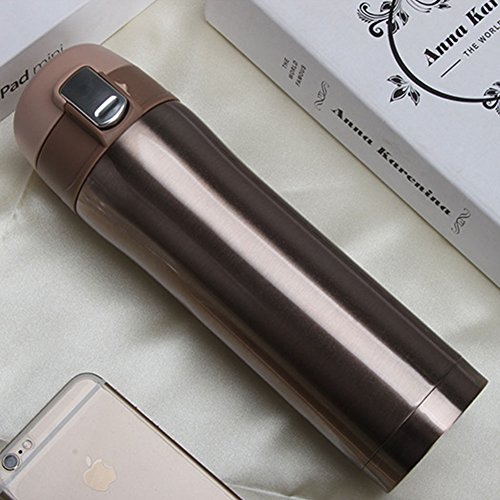 Zehui Thermal Bottle Stainless Steel Thermoses Vacuum Flask Water Bottle Bouncing Cover Cap Christmas Gift 450ML Black