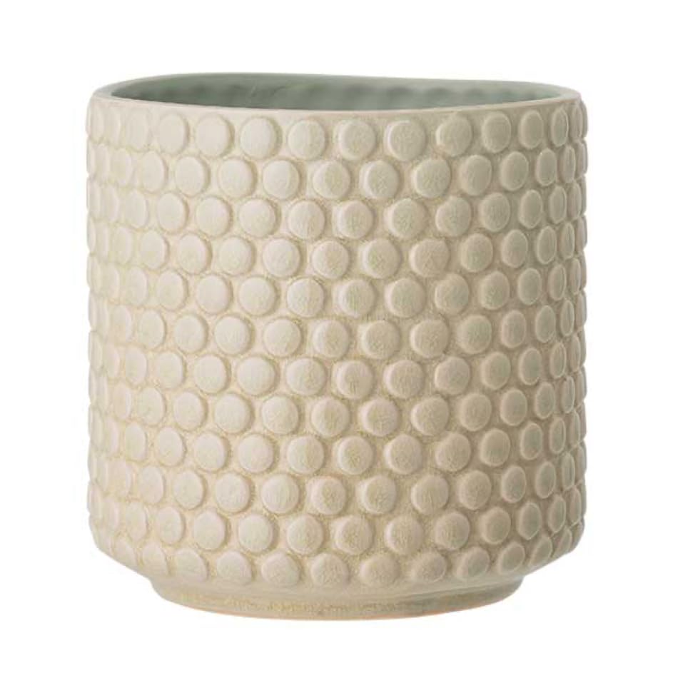 Nordring Ceramic Flower Pot Dotty - colorful Planter, Pot for plants, sukkulents Size L (15,5 cm ø) Dia 6'' H 6'', Stoneware, cloud