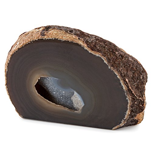 Crystal Allies Gallery: Assorted 1lb - 2lb Agate Druzy Geode with Cut Base - Choose Your Color Stone w/ Authentic Crystal Allies Stone Info Card (Black)