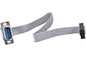 uxcell IDC Wire Flat Ribbon Cable DB9 Male to FC-10 Female Connector 2.54mm Pitch 20cm Length, 2pcs