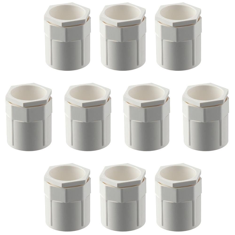 Upluckey 10PCS White Pipe Fitting Adapter Long-Lasting PVC Coupling Connector
