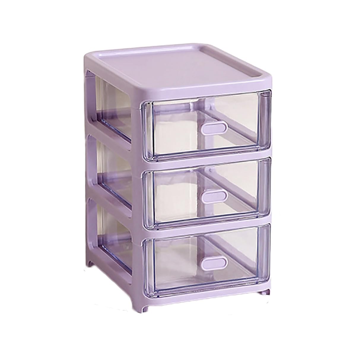 Verve Jelly 3 Drawer Vanity Organizer, Plastic Storage Drawers, Desktop Jewelry Storage Box Storage Tower Unit for Home, School, Office, Bedroom & Living Room, Purple