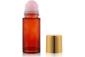 RAMFIYN 1.7oz Large Amber Glass Roll on Bottles for Essential Oils Perfume Refillable Roller Ball Applicator Empty Deodorant 