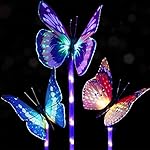 Doingart Garden Solar Lights Outdoor - 3 Pack Solar Stake Light Multi-color Changing LED Garden Lights, Fiber Optic Butterfly Decorative Lights, Solar Powered Stake Light with a Purple LED Light Stake