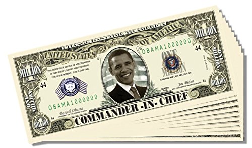 Obama Commander-in-Chief Million Dollar Bill - 10 Count with Bonus Clear Protector & Christopher Columbus Bill