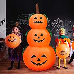 Tangkula 6 Ft Halloween Inflatable LED 3 Pumpkins