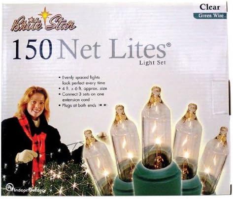 Holiday Essentials 150 Net Lights - Clear Bulbs with Green Wire - Indoor / Outdoor Use - UL Listed