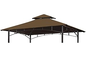 Grill Gazebo Replacement Canopy Top - Wonwon 5x8 Gazebo Roof Double Tiered Outdoor BBQ Roof Cover Grill Shelter Only Fit for Model L-GG001PST-F (Brown)