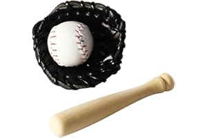 LOGOFUN Dollhouse Baseball Toy Mini Baseball Bats Gloves Ball Set Simulation Sports Model Accessories