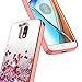 Moto G4 Case w/[Full Cover Tempered Glass Screen Protector], NageBee Glitter Liquid Quicksand Waterfall Flowing Sparkle Shiny Bling Girls Cute Case for Motorola Moto G 4th Gen - Electroplate Rose Gold