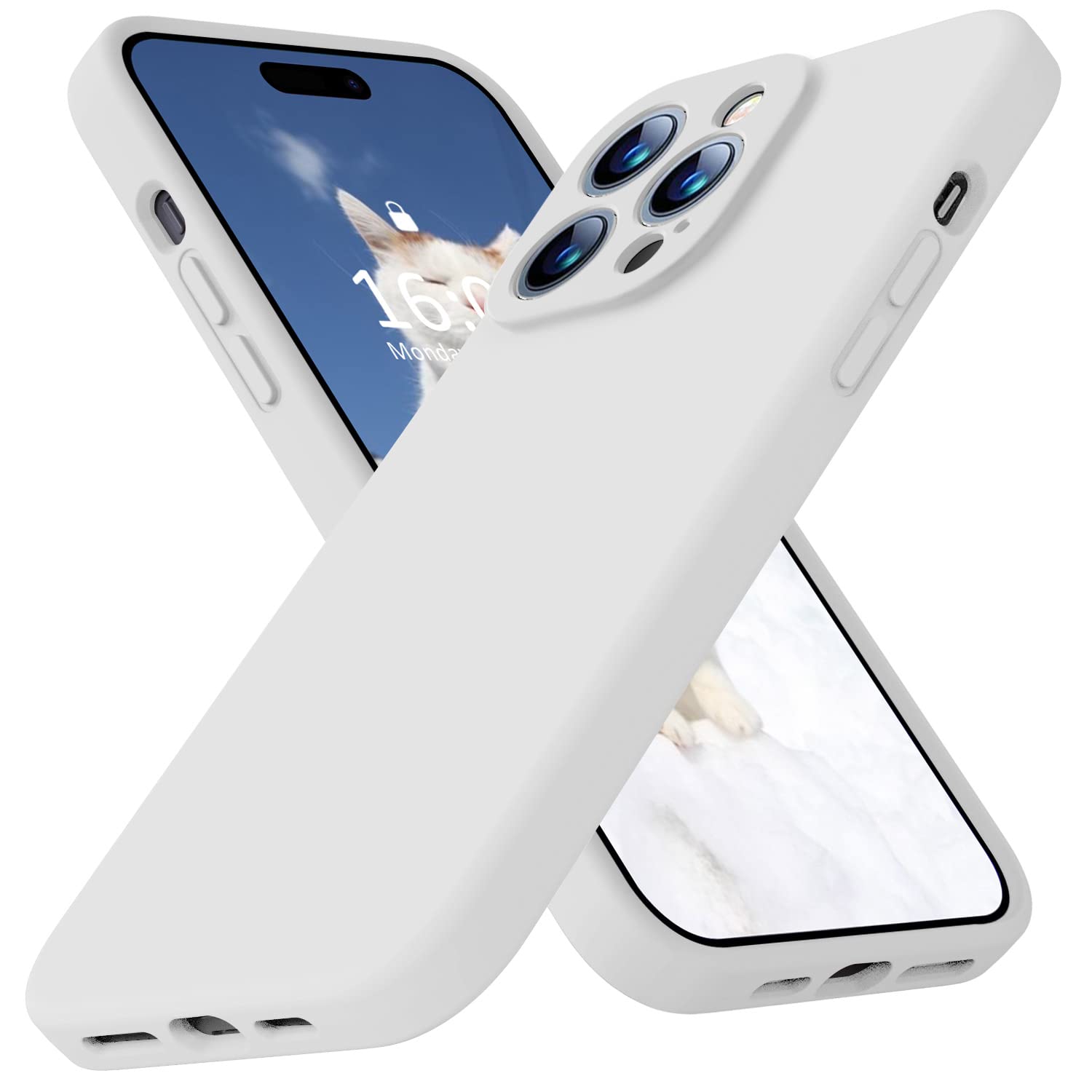 Photo 1 of Ktele Compatible with iPhone 14 Pro Case, Silicone Upgraded [Camera Protection] [Soft Microfiber Lining] Full Covered Slim Gel Rubber Case iPhone 14 Pro 6.1 inch -White