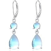 OUTANG Moonstone Earrings for Women 925 Sterling Silver Teardrop Moonstone Dangle Drop Earrings