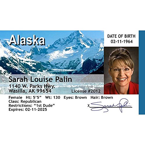 Signs 4 Fun Nspid Sarah Palin's Driver's License