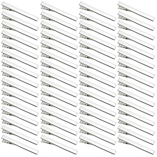 60 Pcs Alligator Curl Clips, Bantoye 2.56 Inch Flat Single Prong Clips Hair Accessories for Hair Styling, Coloring, Silver