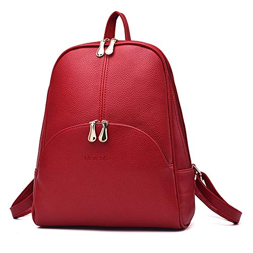 Nevenka Women Fashion Backpack Purse Zipper Leather Bag Packs for Teen Girl (Red)