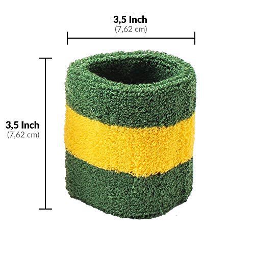 AFLGO Sweatband Set for Sports, Workout, Training & Exercise 1 Headband & 2 Wristbands Cotton to Pair with Your Athletic Costume Apparel Comfy & Durable Sport Accessories for Men & Women (Green/White) - Thumbnail 4
