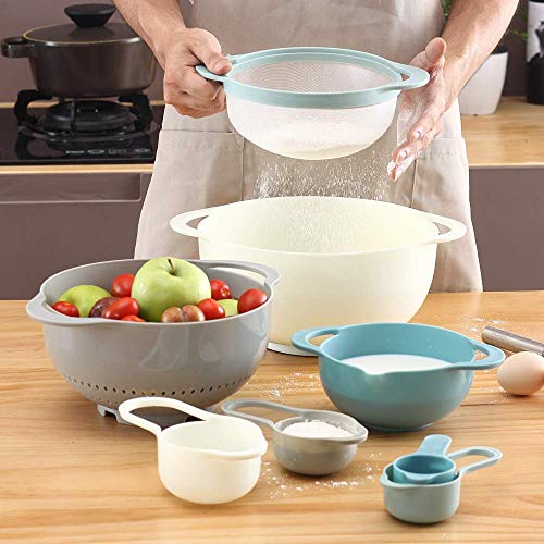 Plastic Mixing Bowls Multicolored Mixing Bowl Set of 8, Nest for Easy