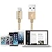 [Apple MFi Certified] EnGive Nylon Braided 8Pin 6.6Ft/2M Lightning to USB Data Sync Charger Cable for iPhone 6s/6/5s, iPad Pro/Air/Mini, iPod 5/6th gen, iPod Nano 7th gen, iOS 9 Compatible (Gold)