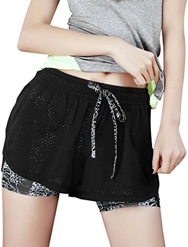 Fitibest Women's 2-in-1 Sports Running Shorts Breathable Workout Jogging Pants