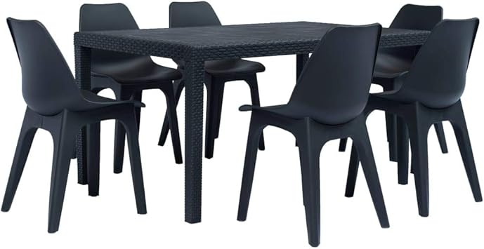 Festnight Garten Bistro 1 Tisch Und 6 Stuhle Kunststoff Gartenmobel Terrasse Esszimmer Garten 7 Stuck Anthrazit Amazon De Kuche Haushalt