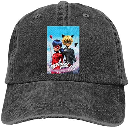 Men Vintage Adjustable Casquette Custom Miraculous Tales of Ladybug Cat Noir Funny Baseball Cap Hat, Blue