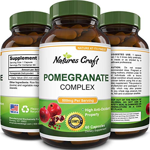 Natural & Pure Pomegranate Supplement For Women & Men Powerful Antioxidant Pills + Immune