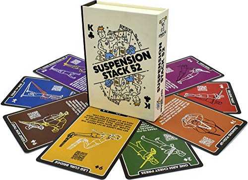 Stack 52 Suspension Exercise Cards compatible with TRX, Woss, and Other Trainer Straps. Suspended Bodyweight Resistance Workout Game. Video Instructions Included. Fun Home Fitness Program. (New Deck) — image 1