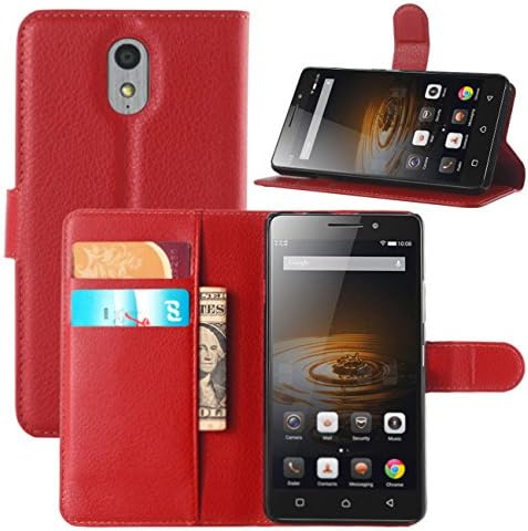 Lenovo Vibe P1m Cases, Premium PU Leather Wallet Flip Case Cover with Stand Card Holder for Lenovo Vibe P1m Mobile Phone (Wallet - Red)