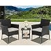 Wicker Patio Furniture 3 Piece Patio Set Chairs Bistro Set Outdoor Rattan Conversation Sets with Garden Outdoor Furniture Sets,Black
