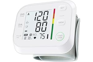 COVERICH Blood Pressure Monitor Wrist Blood Pressure Monitors for Home Use 5-8.5 Inch Adjustable Blood Pressure Cuff 2 User x 99 Reading Memory LCD Digital Backlight Display with Portable Carrying Case