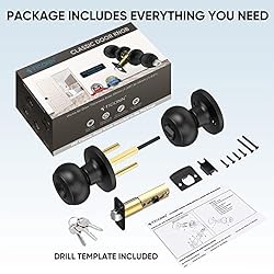 TICONN Round Door Knobs, Ball Door Knob with Dead