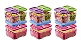 Rubbermaid Lunch Blox Kid's Tall Lunch Box Kit, Purple/Pink/Green (Pack of 3)