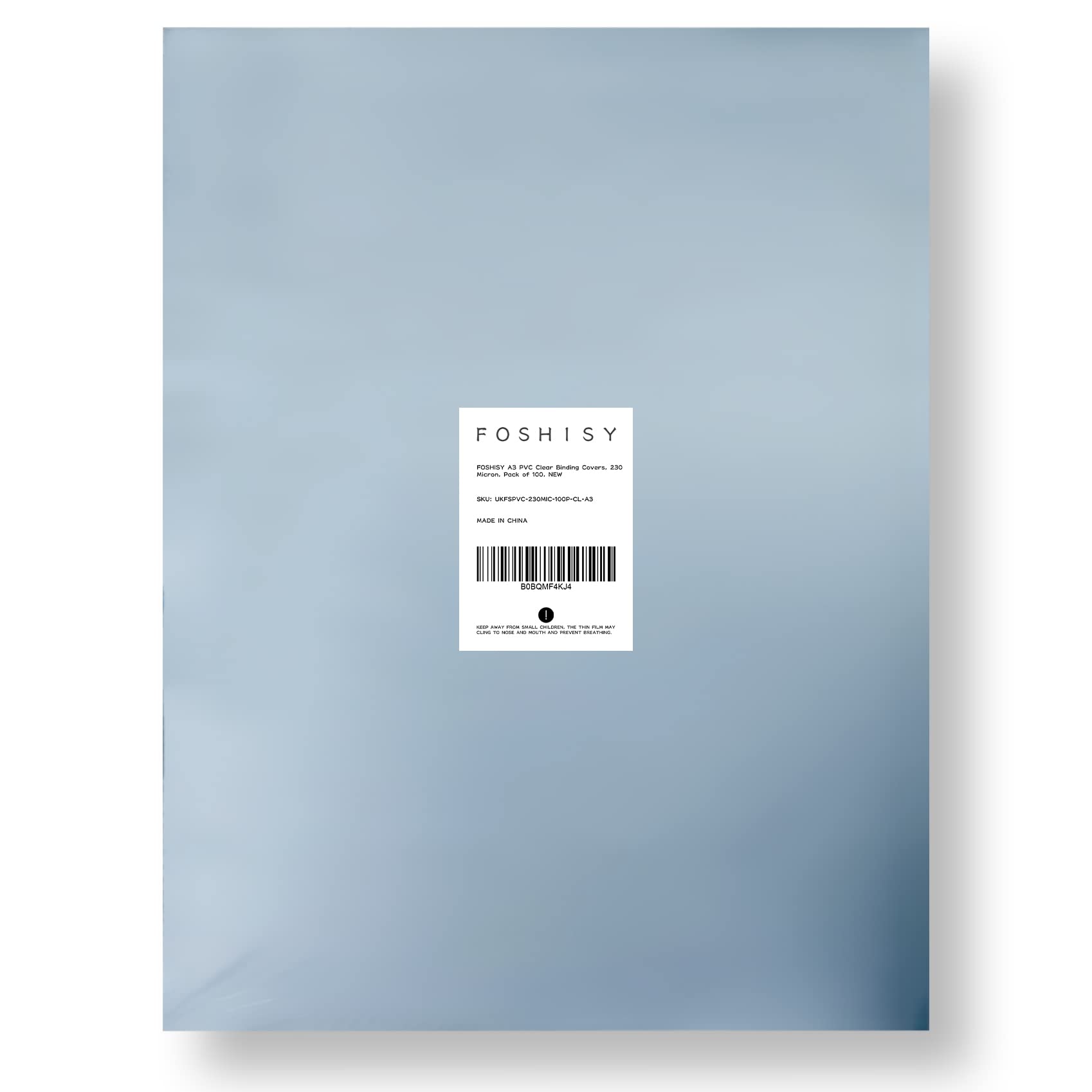 FOSHISY A3 PVC Clear Binding Covers,230 Micron,Heavy Duty, Pack of 100, Plastic PVC Sheets,Etching Stencils Crafts