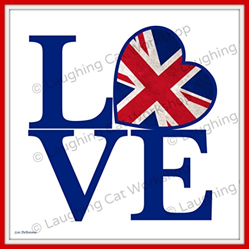 Union Jack Heart print, British print, UK wall art Royal Wedding English art British flag, Love England, Anglophile gift, LOVE wall art, Love UK art, Teen Girls room Decor