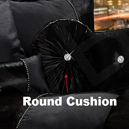Bling Crushed Velvet Diamante Bedding Bedroom Collection By Viceroybedding Black Round Cushion