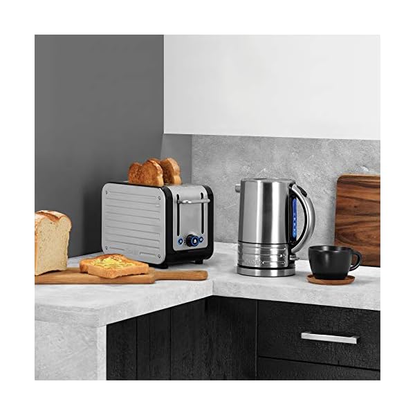 Dualit Architect 2 Slice Toaster | Brushed Stainless Steel with Black Trim | Extra-Wide Slots – Peek and Pop Function…