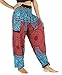 NaLuck Women's Boho Hippie Sunflower Smocked Waist Yoga Harem Pants PJ05-Crimson