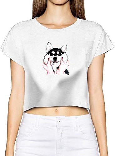 Fat Face Husky Women's/Girl's Sexy Exposed Navel Female T-Shirt Bare Midriff Top