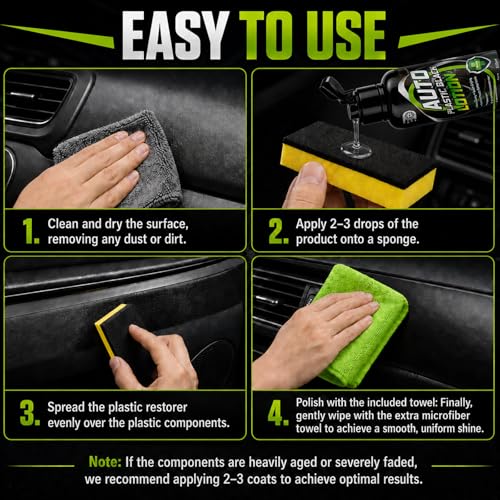 Inpumo Back to Black Trim Restorer, 100ml Car Plastic Restorer, Exterior and Interior Car Cleaning Kit, Restore Faded Plastic, Vinyl & Rubber, Resists Water, UV Rays, Dirt